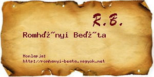 Romhányi Beáta névjegykártya